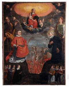 Cappella del Suffragio, Madonna con Bambino e santi Giuseppe, Stefano, Filippo e Caterina d’Alessandria, anime purganti e donatori, 1630-1640